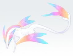 an image of a white dragon with multicolored wings