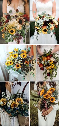 a collage of photos showing different types of flowers