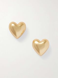 ROXANNE ASSOULIN Heart & Soul gold-tone earrings Roxanne Assoulin, Winter Work Wear, Cold Weather Boots, Winter Cardigan, Sport Swimwear, Puffy Heart, Earrings In Gold, Mule Sandals