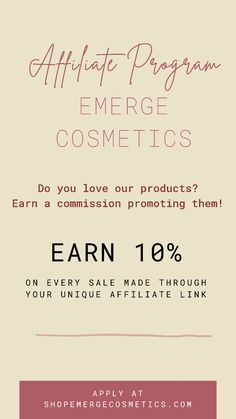 Do you love EMERGE Cosmetics? Earn a commission promoting tbem! Earn 10% on every sale made through your unique affiliate link. | affiliate programs for new bloggers | lip gloss set | lip gloss set Signup Page