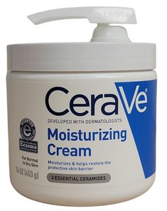 CeraVe Daily Moisturizing Cream with Pump (16 fl. oz.) Cerave Moisturizer Cream, Cerave Am Moisturizer, Cerave Hand Cream, Cerave Lotion, Cerave Skincare Moisturizer Cream, Cerave Daily Moisturizing Lotion, Cream Pumps, Cerave Moisturizing Cream, Moisturizing Cream