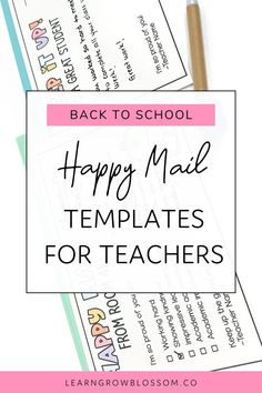 the back to school happy mail templates for teachers with text overlaying it