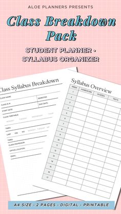 the class breakdown pack includes student planner and sylabbus organizer for students to use