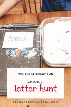 a snow themed letter hunt for kids to learn how to write the word snow in winter