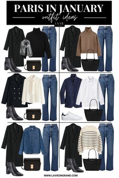 Paris In January, Vinter Mode Outfits, January Outfits, French Capsule Wardrobe, Capsule Wardrobe Women, Capsule Wardrobe Outfits, Fashion Capsule Wardrobe, Europe Outfits