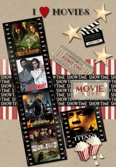 the movie poster for i love movies is shown in red and white stripes with gold stars