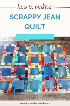 jean squares with scrappy borders Denim Scrap Quilt, Adding Machine Tape Quilting, Scrappy Quilt Blocks, Denim Quilt Ideas, Jean Quilt Ideas, Modern Quilting Tutorials, Jeans Projects, Renegade Seamstress, Jean Quilts