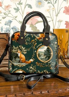 🦊 Fox small handbag with removable shoulder strap 🦊 Single zippered top closure. Dimensions: 9.45"(L) x 3.54"(W) x 8.27"(H)   .: 100% high-grade PU leather .: Polyester lining .: Black handles .: Removable and adjustable PU leather shoulder strap .: One size .: Double-sided print Single zippered top closure. Dimensions: 9.45"(L) x 3.54"(W) x 8.27"(H)   .: 100% high-grade PU leather .: Polyester lining .: Black handles .: Removable and adjustable PU leather shoulder strap .: One size .: Double- Gothic Crossbody Travel Bag, Gothic Crossbody Satchel For Travel, Gothic Crossbody Shoulder Bag For Travel, Gothic Satchel Shoulder Bag For Travel, Gothic Style Travel Satchel Shoulder Bag, Gothic Shoulder Bag Satchel For Travel, Gothic Rectangular Shoulder Bag With Zipper Closure, Gothic Travel Bags With Zipper Closure, Gothic Rectangular Shoulder Bag For Travel