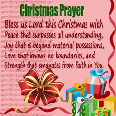 a christmas prayer with presents on it