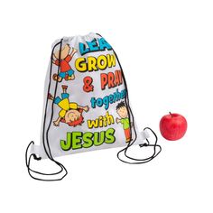 Are you looking for a useful addition to your Sunday School classroom supplies? Printed with "Learn, Grow & Pray together with Jesus", these drawstring backpacks will be a hit with all your students. Give each student one of these backpacks on the first day of Sunday School to store all their classroom work and personal belongings. Nonwoven polypropylene. 12" x 15" © OTC White Back To School Bag, Back To School Drawstring Backpack For School, Sunday School Classroom, Classroom Supplies, Personal Belongings, Drawstring Bags, School Classroom, Sunday School, Drawstring Bag