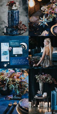 a collage of photos with flowers, candles and other things on it's sides