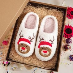 🎄 Embrace the festive spirit with our whimsical Christmas Slippers! 🎄 These adorable slippers bring a touch of holiday cheer to your cozy evenings. Crafted with plush, green faux fur, they capture the mischievous charm of the beloved character. Each slipper is meticulously handmade to ensure comfort and durability, perfect for lounging around during the holiday season. The soft, fleece lining keeps your feet warm and snug, while the non-slip sole provides steady footing on any surface. Whether Holiday Slippers, Slippers Christmas, Cartoon Reindeer, Christmas Slippers, Footwear For Men, Plush Slippers, Winter Slippers, Wool Slippers, Warm Slippers