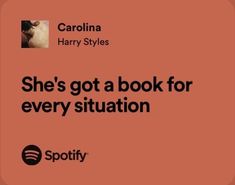 an orange book cover with the words, she's got a book for every situation