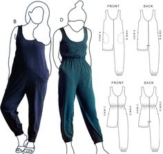 a woman's jumpsuit and top sewing pattern