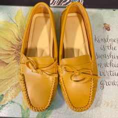 Beauseen Yellow Womens Loafers. Size 8. Brand New Never Worn. Has Original Bag. Trendy Flat Spring Moccasins, Casual Summer Moccasins For Work, Casual Yellow Loafers For Work, Summer Casual Workwear Moccasins, Formal Flat Boat Shoes For Spring, Yellow Flat Loafers For Spring, Casual Yellow Closed Toe Loafers, Spring Workwear Slip-on Boat Shoes, Yellow Flat Heel Loafers For Fall