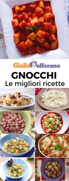 a collage of different dishes with the words gnocchi le miigliori rice