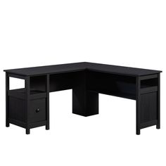 black corner desk with two drawers