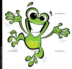 a cartoon frog jumping in the air