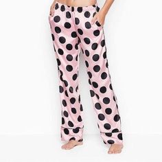 Lounge Pants In Chic Pink With Bold Black Polka Dots. New With Tags. Victoria's Secret Pink Pants For Loungewear, Victoria's Secret Pink Pants, Victoria's Secret Pink Casual Pants, Victoria's Secret Pink Bottoms For Spring, Pink Long Pants For Pajama Party, Pink Full-length Bottoms For Pajama Party, Pink Long Pants For Sleepover, Pink Full-length Pants For Pajama Party, Pink Long Pants For Sleepovers