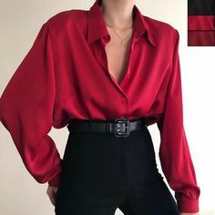 Baggy Tops, Look Retro, Chiffon Fashion, Mode Casual, Mode Inspo, Loose Blouse, Office Lady, Mode Inspiration, Casual Blouse