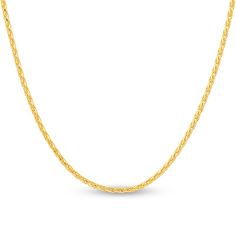 Beautifully interwoven links make this 16-inch diamond-cut round wheat chain both attractive and comfortable to wear. Fashioned in 14K yellow gold, the necklace secures in place with a lobster clasp. Classic Yellow Gold Chain Necklace With Wheat Chain, Classic Rope Chain Necklace With Wheat Link, 14k Yellow Gold Rope Chain Necklace, 14k Yellow Gold Wheat Rope Chain Necklace, 14k Yellow Gold Wheat Chain Necklace, Gift Rope Chain Necklace With Wheat Link, Gift Wheat Link Rope Chain Necklace, Classic Yellow Gold Wheat Chain Rope Necklace, Classic Yellow Gold Wheat Chain Necklace