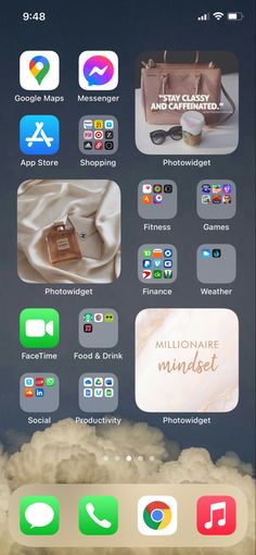 the home screen of an iphone with many different icons and symbols on it's display