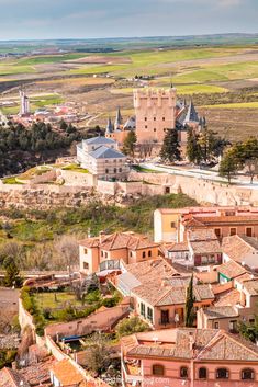 an aerial view of the old town in spain