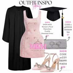 Pink Graduation Outfit, Baddie Graduation Outfit, Graduation Outfits For Women, Graduation Outfit College, Graduation Dress College, Pink Graduation, College Graduation Photoshoot, Graduation Look, Cute Professional Outfits