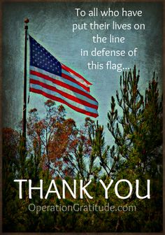 an american flag with the words thank you