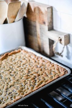 an uncooked cookie sitting on top of a stove