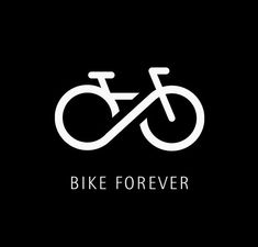 the bike forever logo is shown on a black background with white letters and an image of a