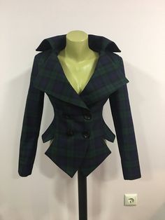 Tailored  jacket blazer, Tartan jacket blazer, Steampunk Gothic Punk Grunge Jacket , Black Watch Sco Tartan Suit, Tartan Jacket, Grunge Jacket, Kilt Jackets, Plaid Suit Jacket, Satin Bluse, Party Jackets, Plaid Suit, Suit Black