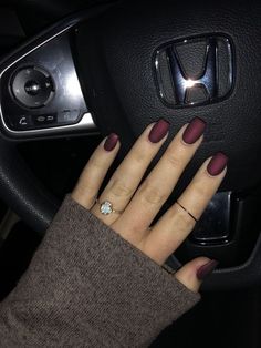 Dark Red Nails Matte With Glitter, Nail Ideas Maroon Burgundy, Dark Burgundy Acrylic Nails, Fall Matte Acrylic Nails, Matte Red Gel Nails, Acrylic Nails Maroon Burgundy, Matte Maroon Nails Short, Flat Maroon Nails, Basic February Nails