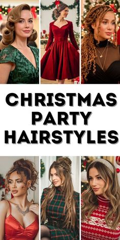 Half Up Christmas Hairstyles, Formal Christmas Party Hairstyles, Half Up Half Down Christmas Hair, Christmas Party Hair And Makeup, Christmas Hairstyles For Medium Length, Hair For Christmas Party, Hairstyle For Christmas Party, Christmas Party Updo, Christmas Party Hairstyles Medium