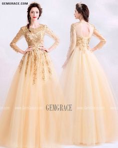 Gold Long Sleeve Prom Dress, Prom Dresses Poofy, Dresses Poofy, Poofy Prom Dresses, Long Sleeve Prom Dress, Prom Dress Tulle, Sleeve Prom Dress, Prom Dresses Sparkly, Sparkly Prom Dresses