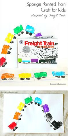 a train made out of crayon paper with the words freight on it