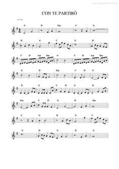 sheet music with the words con te partito