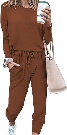 Bofell Lounge Sets for Women Two Piece Travel Outfits Sweatsuits 2 Piece Fashion 2024 Trendy Pajamas Christmas Outfits Casual, Trendy Pajamas, Fall Outfits 2023, Comfy Travel Outfit, Aesthetic Outfit Ideas, Travel Outfits, Outfits 2023