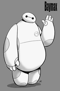 a cartoon character with the words baymax on it's chest and arms