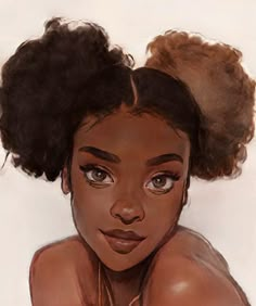 Natural Hair Styles Drawing, Afro Woman Illustration, Frizzy Hair Drawing, Curly Hair Art Drawings, Draw Black Hair, Drawing Black Hair, Afro Hair Drawing, Likelihood Art, Natural Hair Art