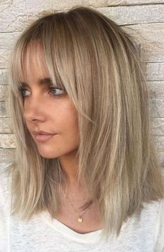 Medium Length Hair With Bangs, Mid Length Layered Haircuts, How To Cut Bangs, Layered Hairstyles, Haircut Styles, Haircuts With Bangs