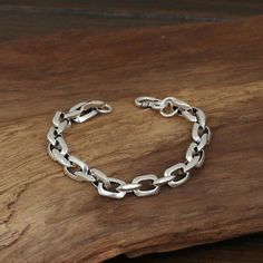 Great shopping ideas for Real Solid 925 Sterling Silver Bracelet Rectangle Link Chain Hook Jewelry 7.9 , Jewelry & Watches Mens Sterling Silver Jewelry, Wholesale Silver Jewelry, Jewelry Mens, Men's Bracelets, Sterling Silver Mens Rings, Link Chain Bracelet, Head Jewelry, Sterling Bracelets, Mens Silver Rings