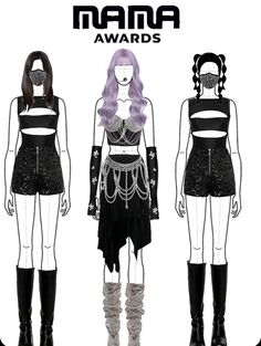 three female mannequins are shown in black and white, with the words mama awards