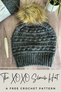 the xoxo slouch hat is free crochet pattern with instructions