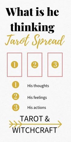 what is he thinking about? tarot spread info sheet with instructions on how to read it