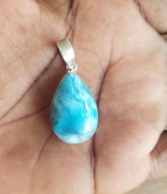 Size is 25mm x 16mm  weight: 9.23 grams Blue Larimar Teardrop Jewelry, Blue Teardrop Larimar Jewelry, Teardrop Larimar Jewelry Gift, Teardrop Pendant, Dominican Republic, Pendant Necklaces, Jewelry Necklace Pendant, Jewelry Necklaces, Accessory Gift