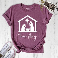 Embark on a meaningful holiday journey with our True Story Christmas Tshirt. Celebrate the essence of the season with our Nativity Christmas Shirt, a timeless and beautifully designed piece that encapsulates the heart of Christmas. Let your faith shine through with our Jesus Christmas Tees, a symbol of love, peace, and joy. Express your devotion with our True Story Outfit, a unique blend of style and spirituality. Our Christmas Religious Shirt is crafted to elevate your festive wardrobe, offering a powerful statement about the true meaning of Christmas. Wear your beliefs proudly with our Women Xmas Shirt, and make this holiday season a testament to the real story of Christmas. You can find other sizes of this shirt in the links below. By clicking on the link, you can go to the blank shirt Christmas Religious, Jesus Clothes, Scripture Shirt, Jesus Christmas, Christmas Wear, Nativity Christmas, Church Shirt, Outfit Christmas, Meaning Of Christmas