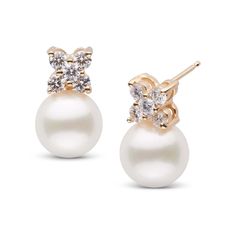 These Kiss Collection Freshadama 9.0-10.0 mm pearl earrings feature an X of diamonds set atop a perfectly round Freshwater cultured Freshadama pearl, emulating the popular XOXO so many use to sign letters to loved ones. These earrings are set with high-quality, G VS1 diamonds have a total weight of 0.66ct., or 2/3 carat. They are also a perfect match to our pendant and ring of the same name! The earring's elegant and romantic design is the perfect complement to a night on the town or as a symbol Timeless Pearl Earrings With Diamond Accents, Timeless Pearl Earrings With Diamond Accents As Gift, Pearl White Round Bridal Earrings For Formal Occasions, Formal Pearl White Round Bridal Earrings, Timeless Brilliant Cut Pearl Earrings For Gift, Exquisite Round Pearl Earrings For Formal Occasions, Timeless Brilliant Cut Pearl Earrings Gift, Formal Round Akoya Pearl Bridal Earrings, Formal Akoya Pearl Bridal Earrings