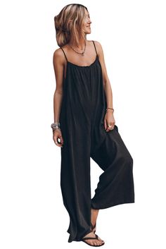 Black Frilled Neckline Backless Wide Leg Jumpsuit Wide Leg Outfit, Legs Outfit, Loungewear Dresses, Hot Picks, Backless Jumpsuit, Vacation Style, Wide Leg Jumpsuit, Black Jumpsuit, Jumpsuits For Women