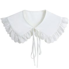 a white blouse with ruffles on the shoulders and collared neckline is shown